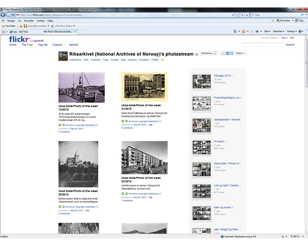 Figur 2.10 Skjermbilde av Riksarkivet på Flickr