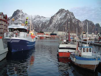 Figur 7.1 Kystfartøy av ulik alder og størrelse på havna
i Svolvær