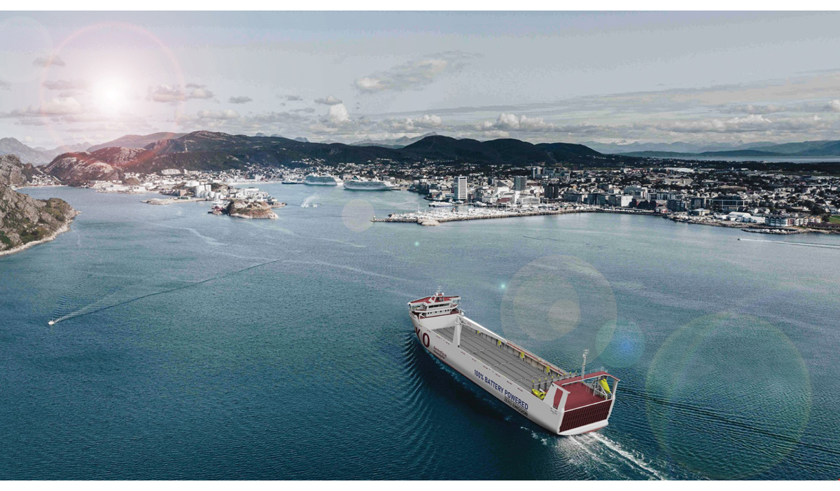 Figur 5.11 Grønn skipsfart. Planlagt utslippsfri sjørute mellom Bodø og Tromsø, ASKO Nord-Norgelinjen.