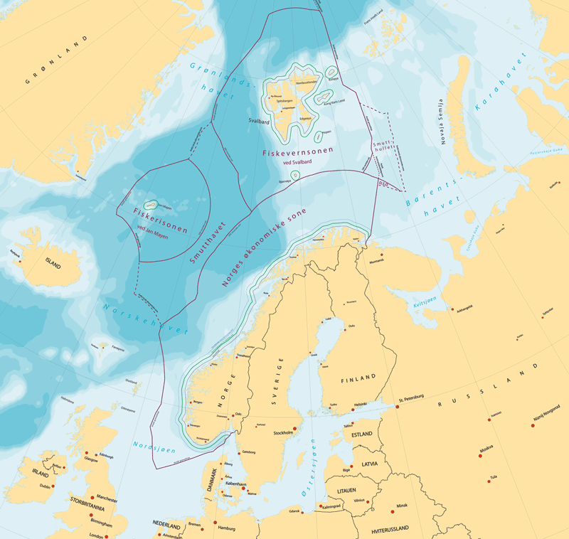 Figur 5.1 Norges maritime grenser.