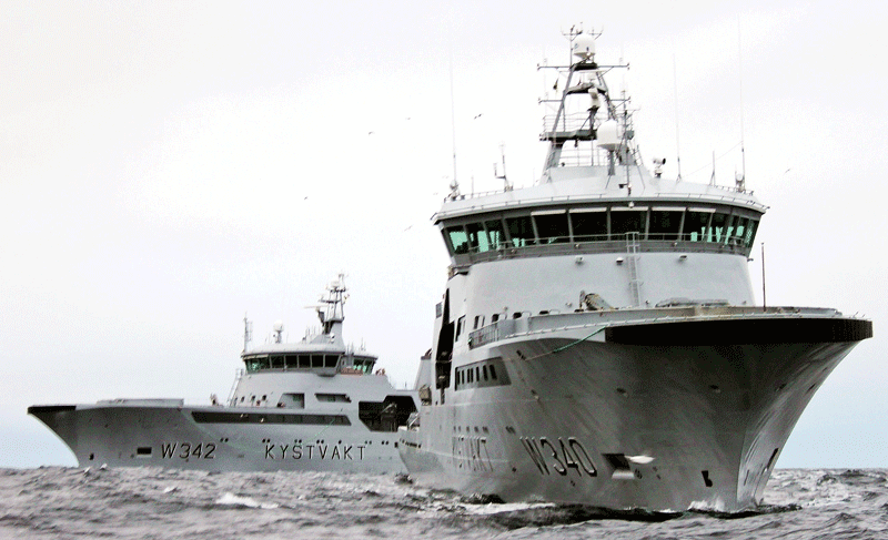 Figur 6.1 KV Sortland og KV Barentshav på tokt i Barentshavet.