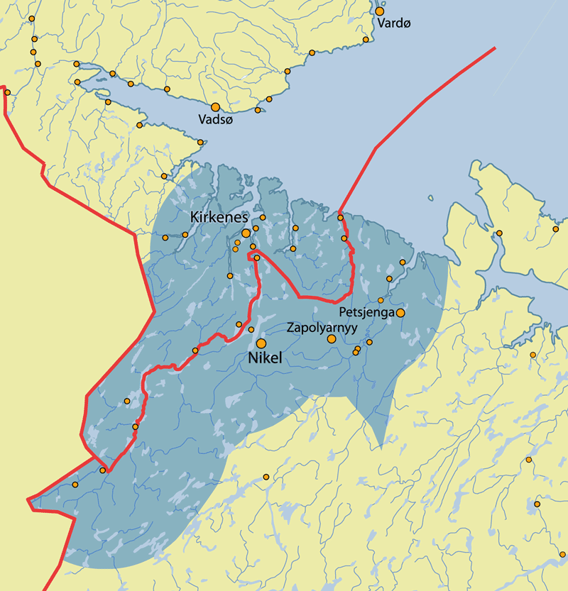 Figur 7.2 Gyldighetsområde for avtalen om grenseboerbevis.