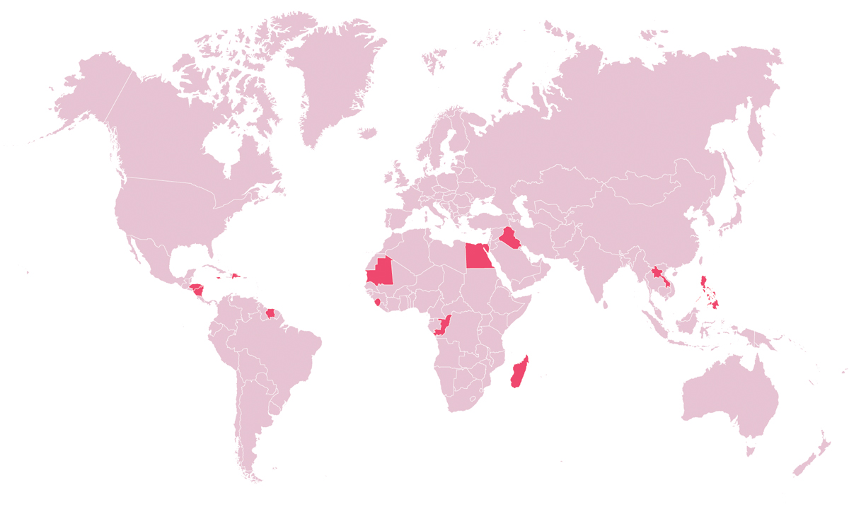 Figur 19.12 Oversikt over land med totalforbud mot abort (reproductiverights.org, 2023)