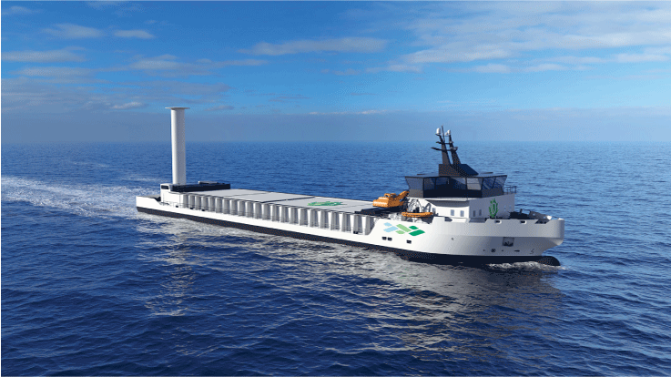 Figur 3.21 Slik ser den norske skipsbyggjaren Vard og Grønt Skipsfartsprogram for seg at grøne bulkskip kan bli sjåande ut i framtida.