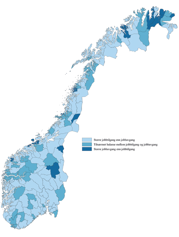 Figur 4.14 Nyetableringer og nedleggelser i bo- og arbeidsmarkedsregioner etter sentralitet. Årlig gjennomsnitt for sysselsettingen totalt i 1997 – 1998, 2002 – 2003 og 2004 – 2005. Prosent av sysselsettingen.