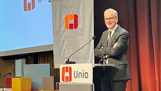 Statsminister Jonas Gahr Støre på Unios landsmøte.