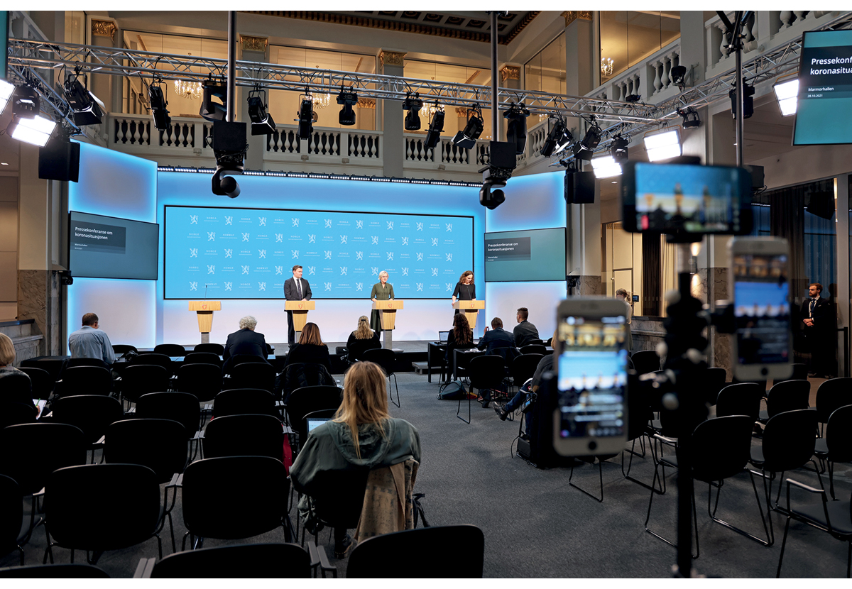 Figur 2.3 Pressekonferanse om koronapandemien 28. oktober 2021.
