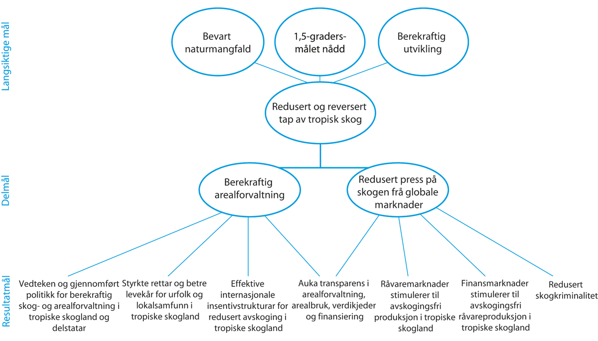 Figur 7.1 Det strategiske rammeverket til Klima- og skoginitiativet
