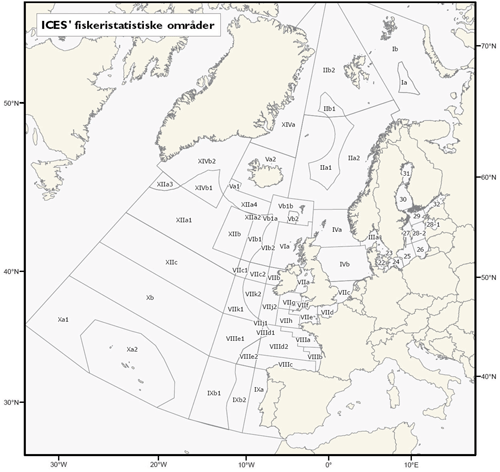 Figur 3.1 ICES – fiskeristatistiske område