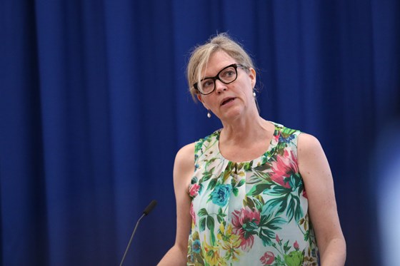 Nina Melsom, direktør for arbeidsliv i NHO, holdt innlegg.