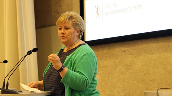 Prime Minister Erna Solberg during her presentation of the action plan Prime Minister Erna Solberg during her presentation of the action plan