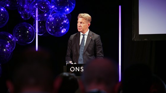 Energiminister Terje Aasland taler på Energy Horizon under ONS 2024.