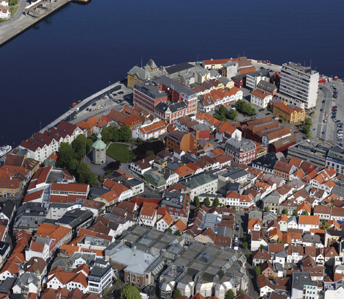 Figur 9.2 Historiske bystrukturer tegner seg tydelig i bylandskapet.
Stavanger.