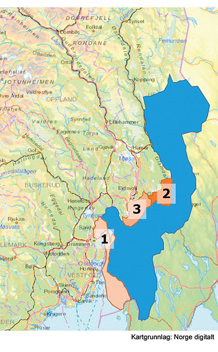 Figur 13.5 Modell 5: Område 1, 2 og 3 blir foreslått tatt ut.
