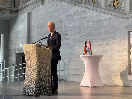 Statsministeren på talerstolen i Rådhuset