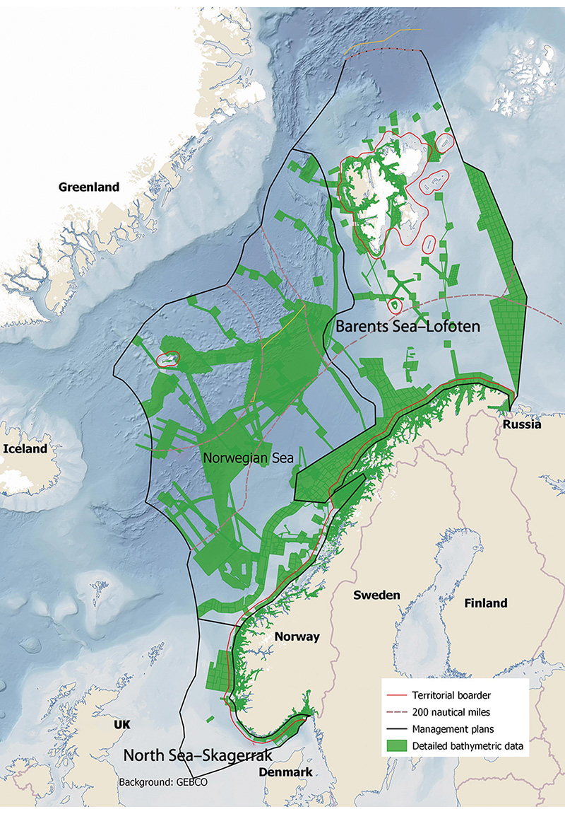 Figure 2.15 Areas mapped by the MAREANO programme.