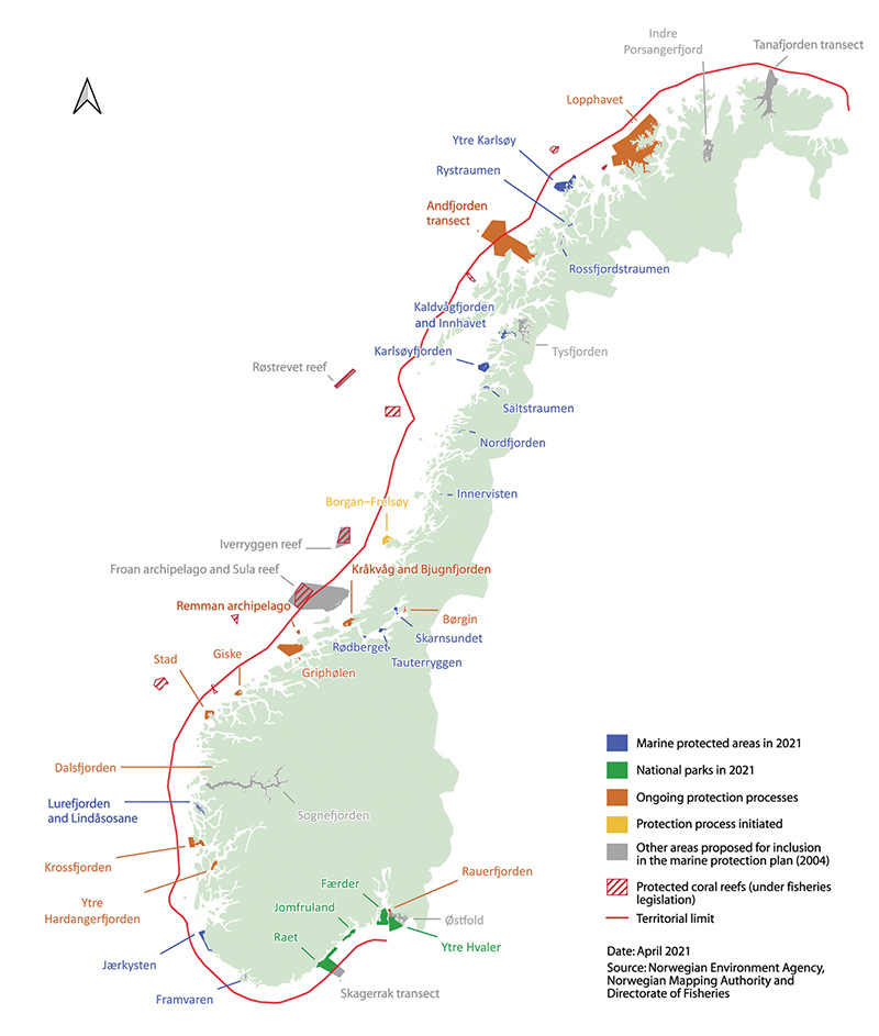 Figure 4.2 Map of existing and planned marine protected areas.