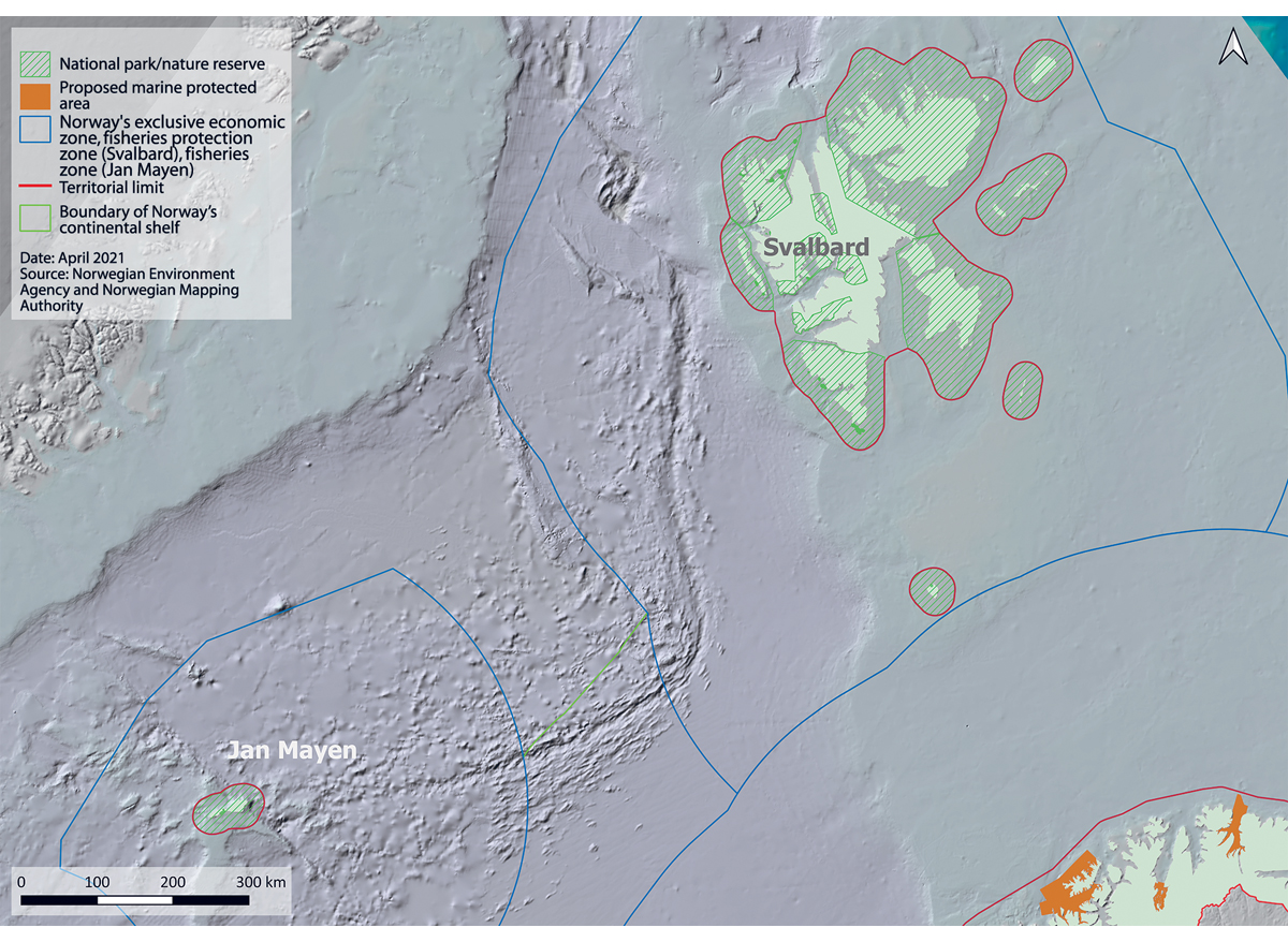 Figure 4.3 Protected areas in and around Svalbard and Jan Mayen.