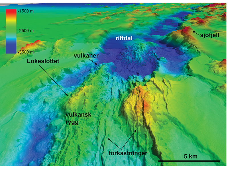 Figur 2.9 Den midtatlantiske ryggen, nordleg del av Mohnsryggen.