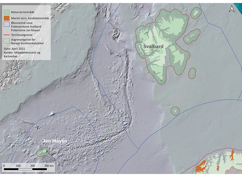 Figur 4.3 Verneområde ved Svalbard og Jan Mayen.
