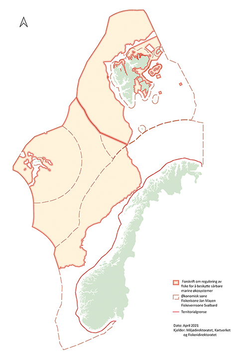 Figur 4.9 Område djupare enn 1000 meter med forbod mot botnreiskap (djupare enn 800 meter ved Svalbard).