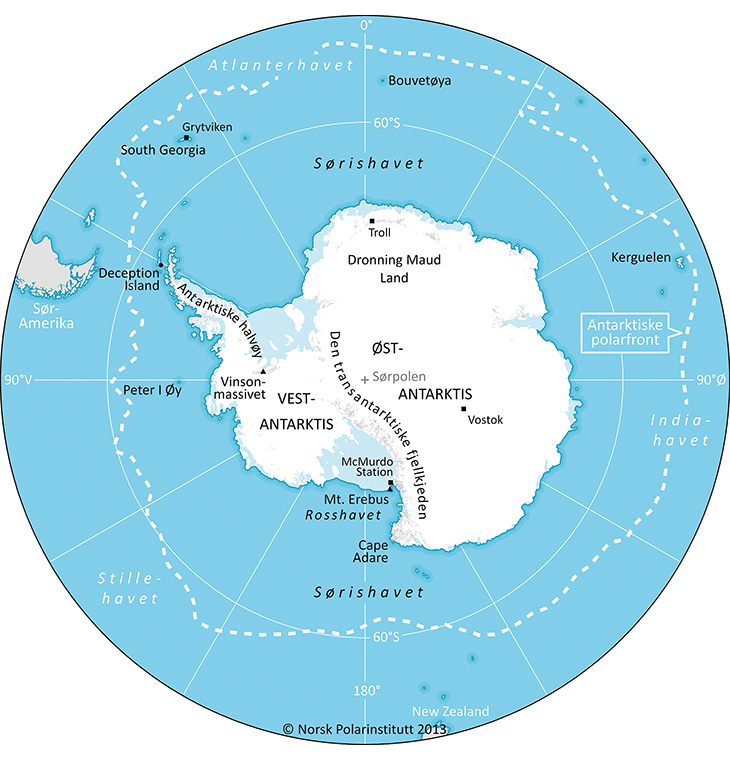 Figure 1.1 Map of the Antarctic.