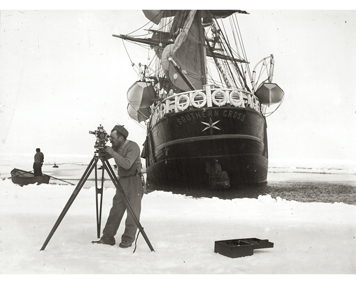 Figure 3.3 Carsten Borchgrevink surveying during his 1898–1900 Antarctic expedition. This was the first expedition to overwinter on the Antarctic mainland.