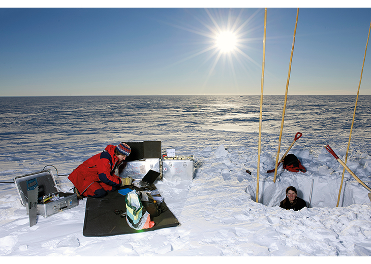 Figure 6.3 Measuring ice mass movement on the Fimbul Ice Shelf.