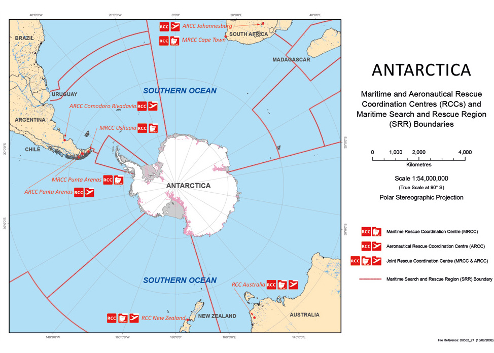 Figure 9.2 Search and rescue map – SSRs and RCCs.