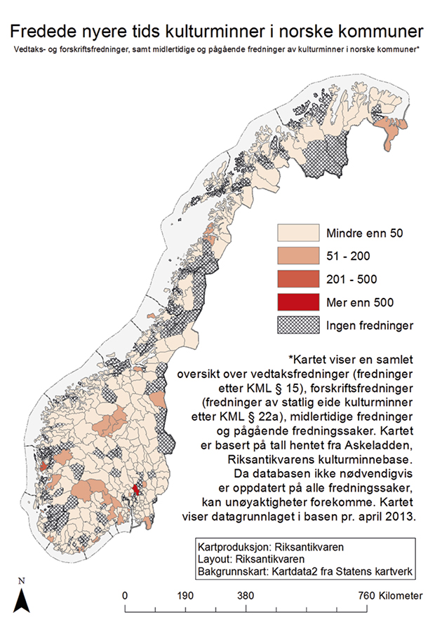 Figur 4.5 Den geografiske bredden i dagens fredningsportefølje