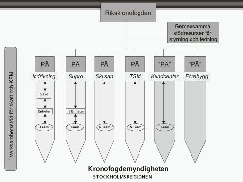 Figur 4.6 Den nye organiseringen av Kronofogden i Sverige