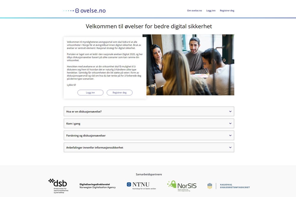 Figure 3.4 The ovelse.no platform is the authorities’ training platform, to help all companies in Norway to access free training in cyber security.