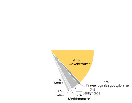 Figur 27.6 Rettshjelpskostnader i barnevernssaker for tingretten i 2018, etter type kostnad.
