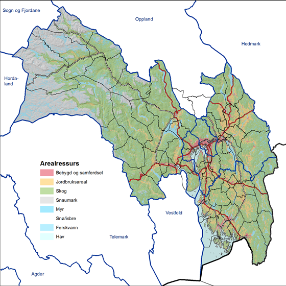Kart over arealressurser i det nye fylkesmannsembetet Oslo og Viken.