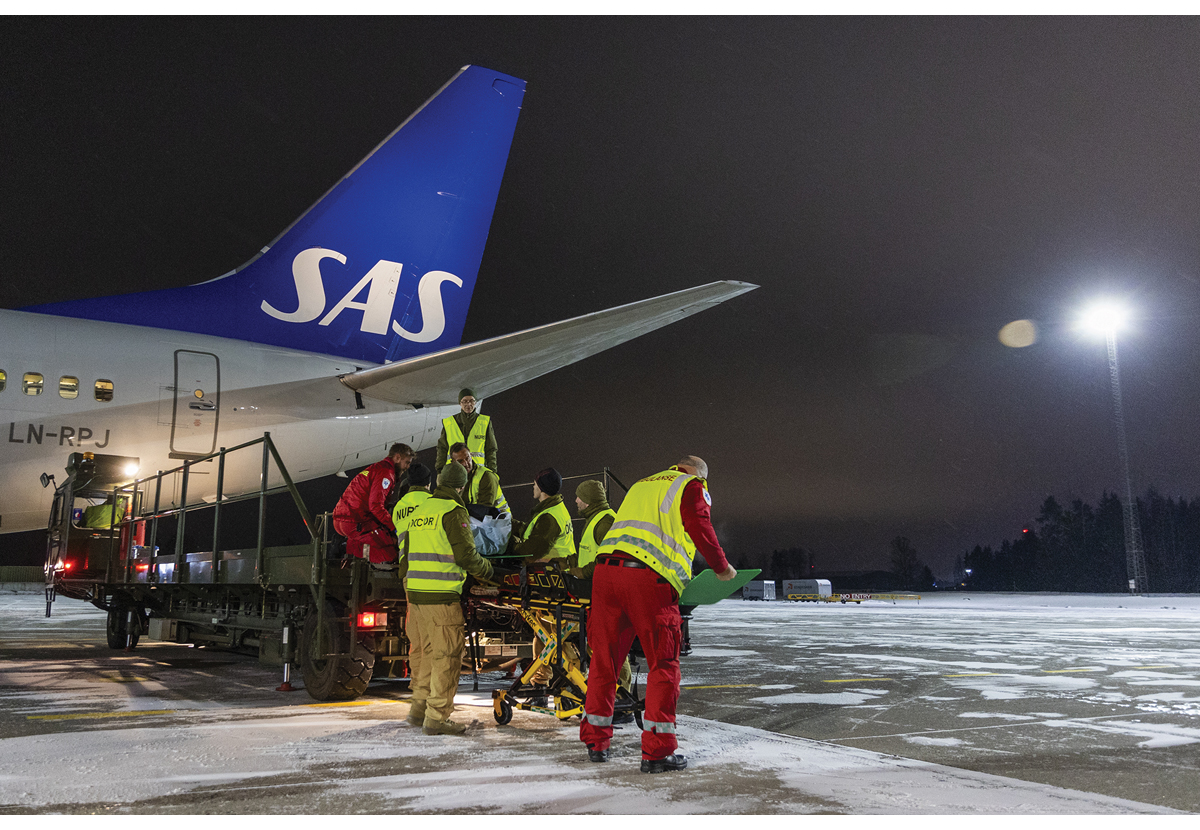 Figur 5.10 En rekke aktører i Norge samarbeider om å transportere ukrainske pasienter og pårørende fra Polen til Norge og andre europeiske land.