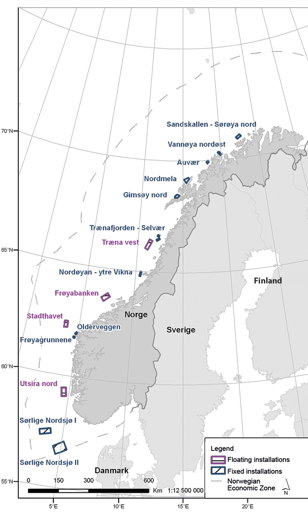 Figure 4.17 Proposed areas for impact assessments with a view to offshore wind power development