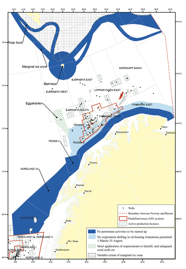 Figure 7.1 Framework for petroleum activities in the Barents Sea–Lofoten area.