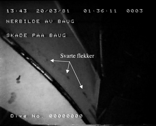 Figur 6.6 «Svarte flekker» på babord trålbakk/rekke.