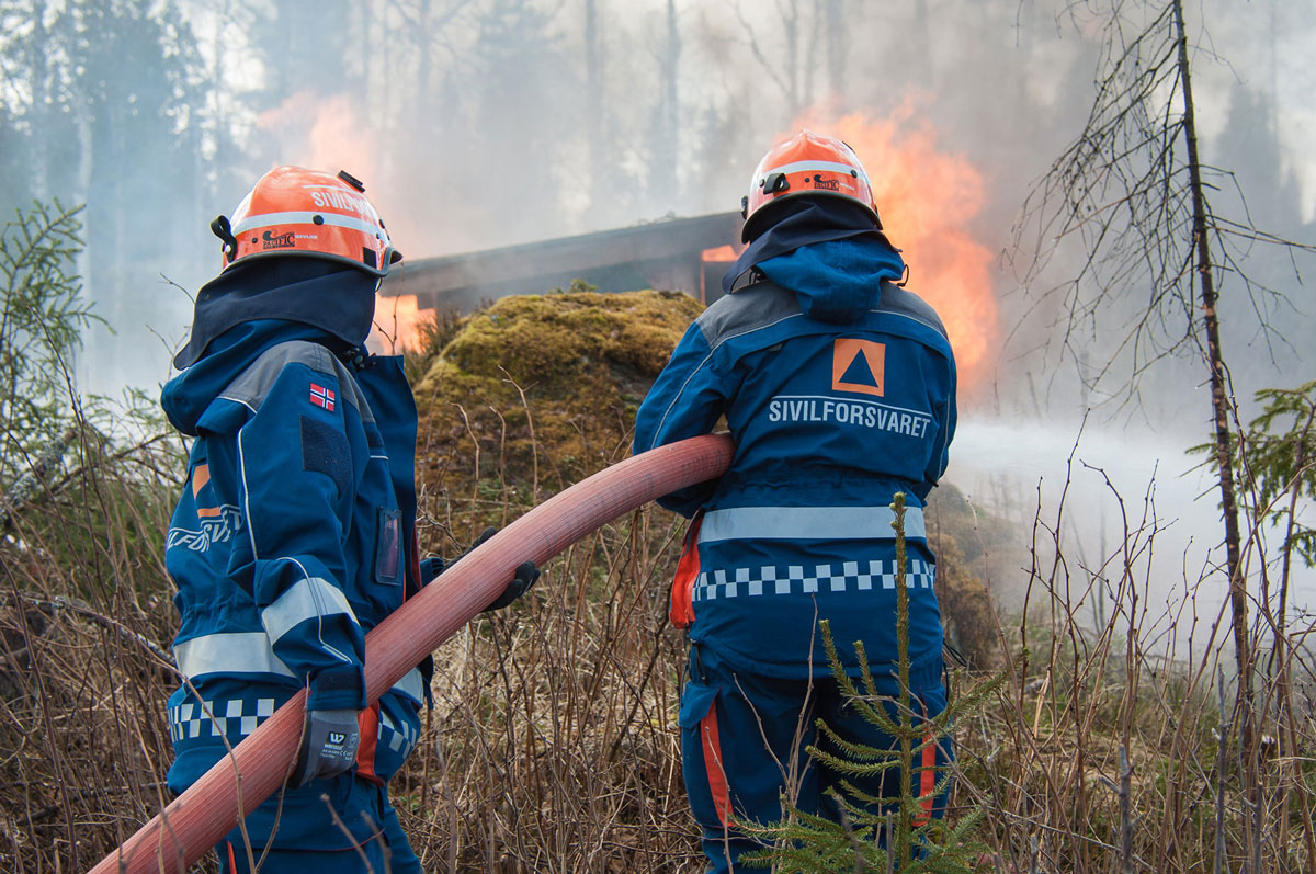 Figur 6.6 Øvelse i forbindelse med grunnopplæring for tjenestepliktige i Sivilforsvaret.
