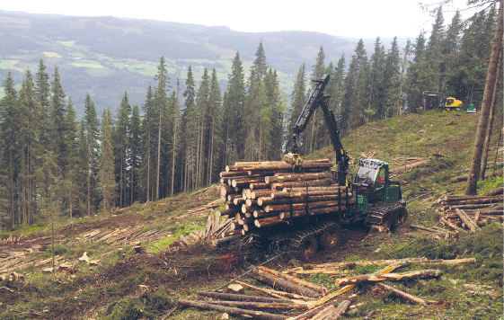Figur 3.10 Lastetraktor i bratt terreng.