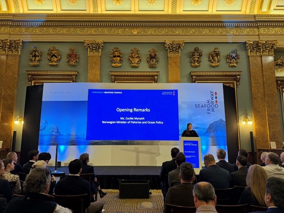 Fiskeri- og havminister Cecilie Myrseth på Norway-UK Seafood Summit 2024