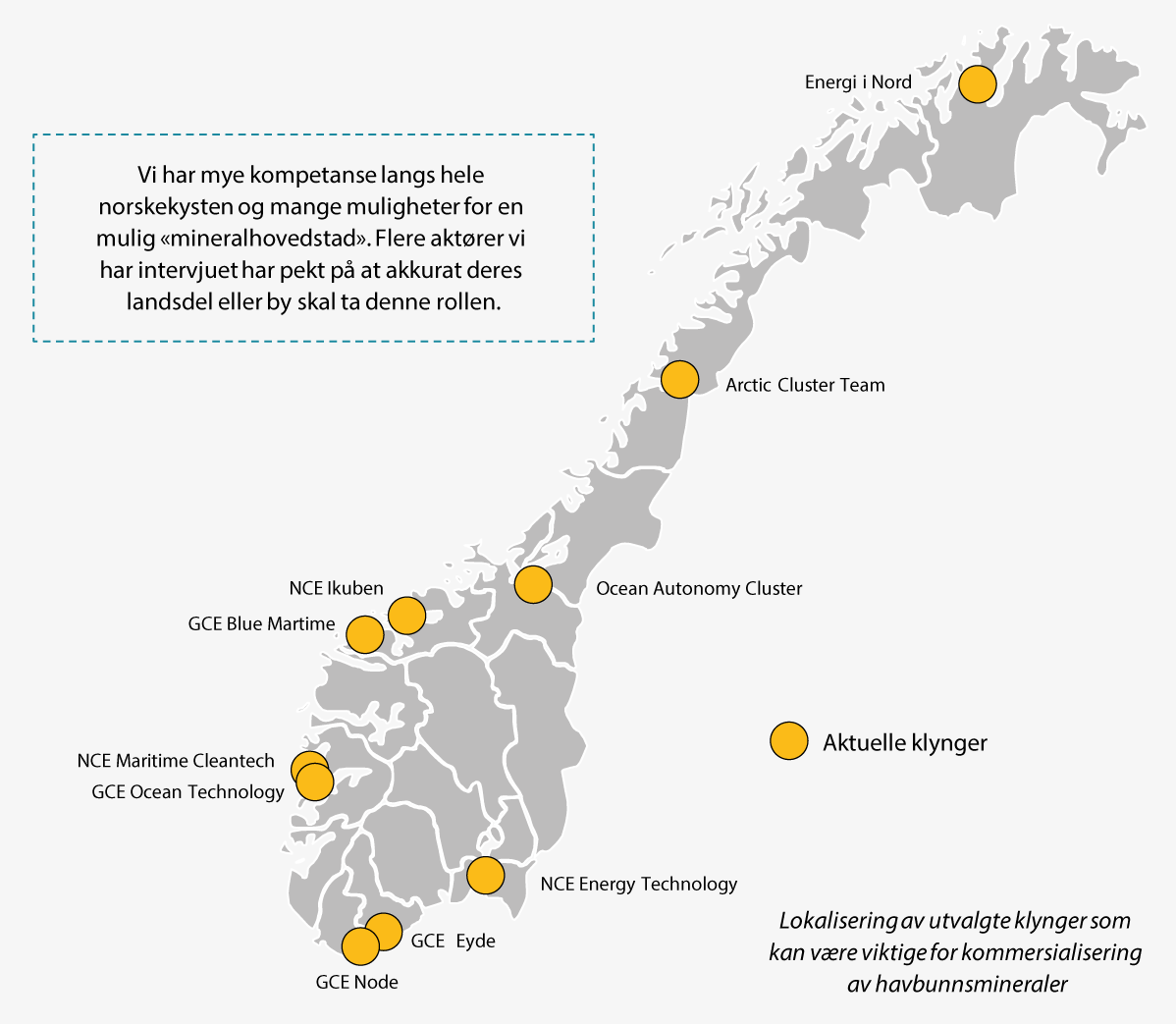 Figur 4.5 Kompetanse- og innovasjonsmiljøer spredt over hele landet.