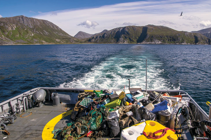 Figure 4.7 Coast Guard vessel with a cargo of retrieved marine litter, Hansnes, Troms.
