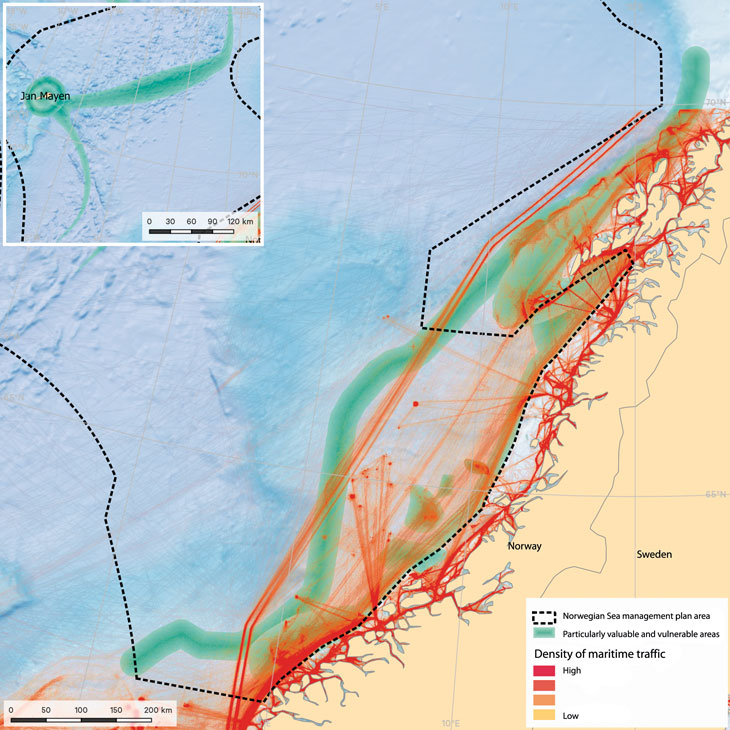 Figure 6.2 Maritime traffic in the Norwegian Sea.
