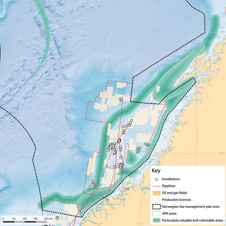 Figure 6.3 Oil and gas activities in the Norwegian Sea.