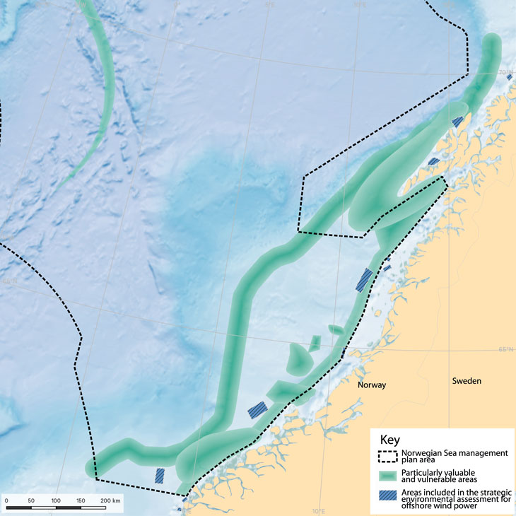 Figure 6.4 Areas included in the strategic environmental assessment for offshore wind power in the Norwegian Sea.