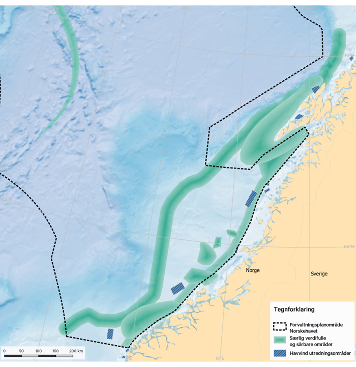 Figur 6.4 Utredningsområder for havvind i Norskehavet.