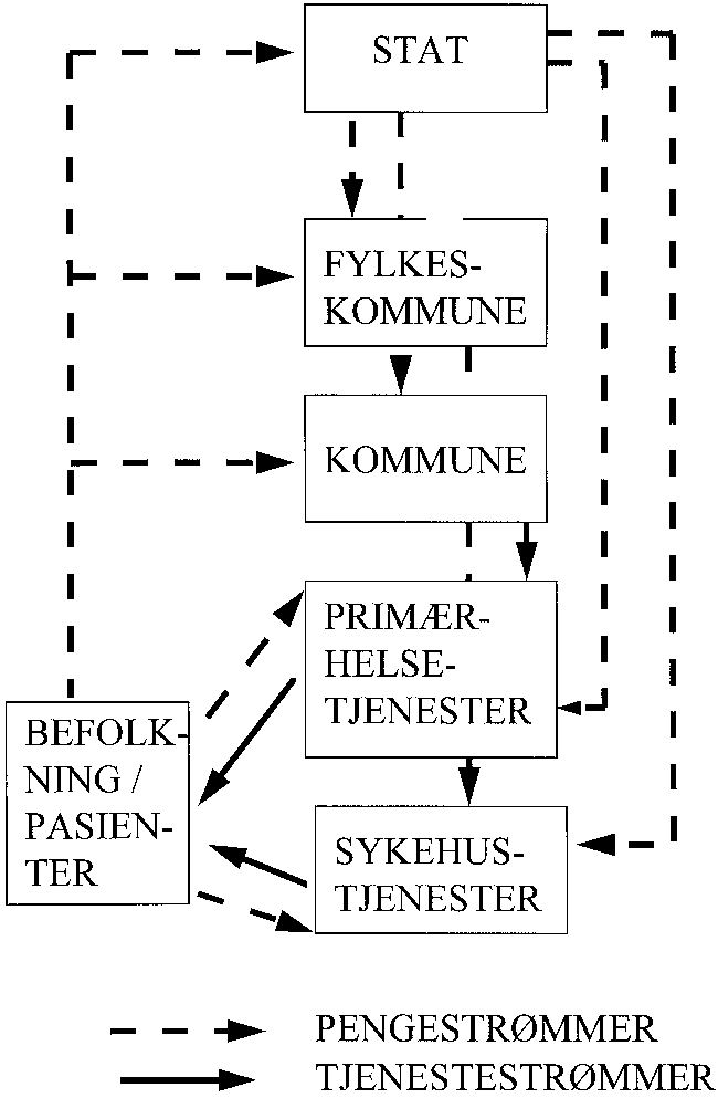 Figur 3.2 Sentrale penge- og tjenestestrømmer i den norske helsesektoren
