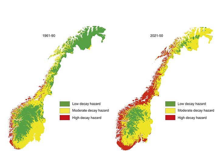 Figure 3.6 Buildings – estimated changes in decay hazard