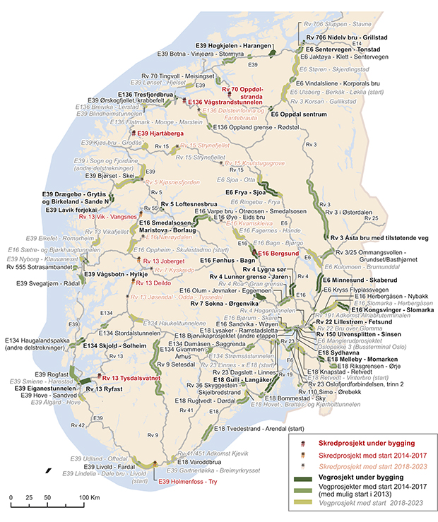 Figur 15.3 Vegprosjekt Sør-Norge 2014–2023
